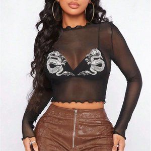 Black Mesh Dragon Top